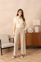 Jean wide leg avec plis avant