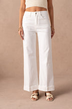 Jean wide leg retroussé avec pli milieu