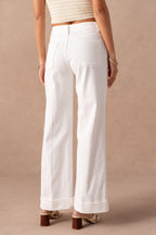 Jean wide leg retroussé avec pli milieu