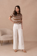 Jean large couleur avec couture sur le côté