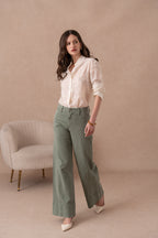 Jean large couleur avec couture sur le côté