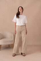 Jean large couleur avec couture sur le côté